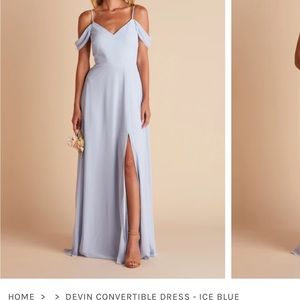Birdy Grey- Ice Blue- Chiffon- Devin Convertible- Sz Sm- tailored in at waist 2”